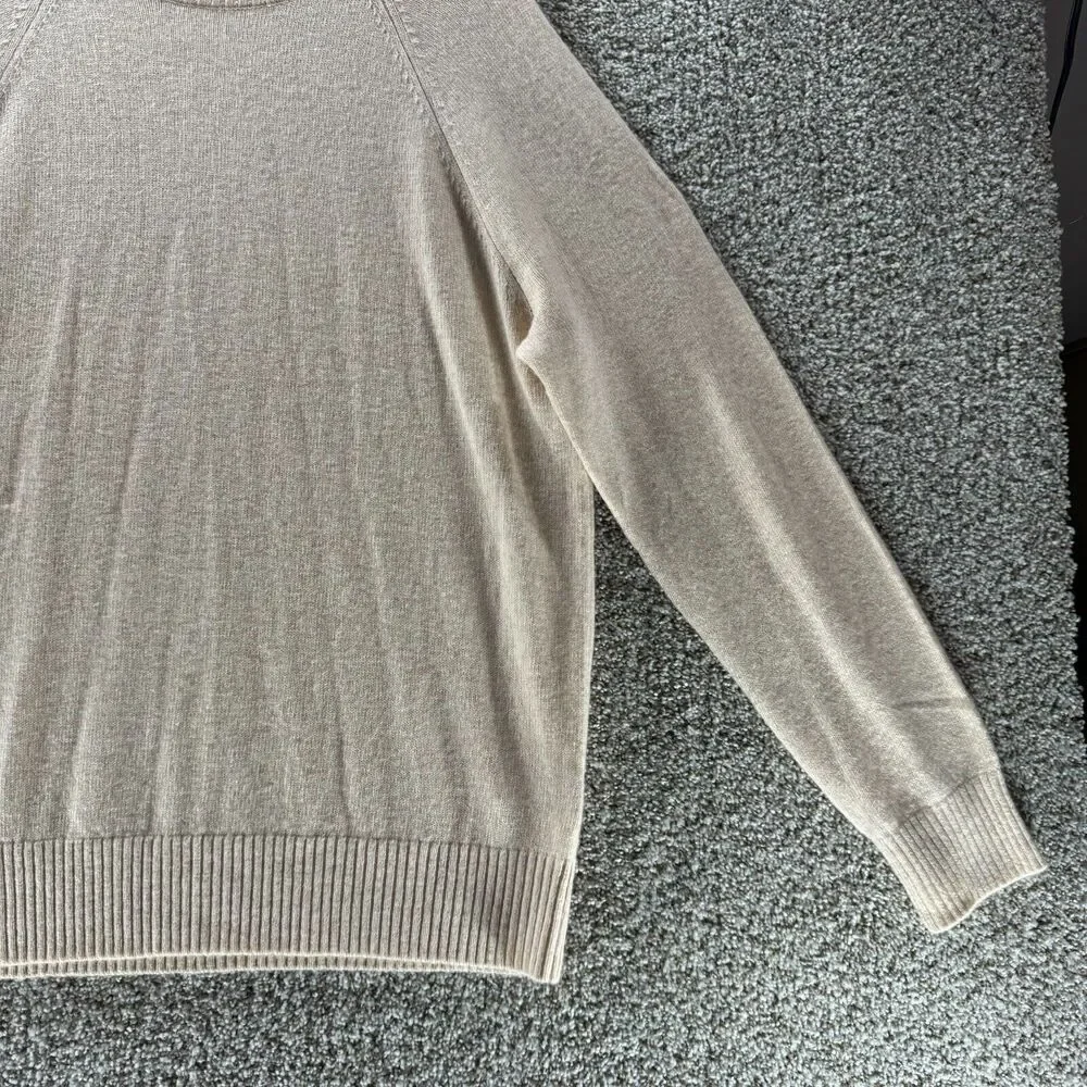 J Crew‎ Sweater Mens Extra Large Beige Lambswool Pullover Knit Long Sleeve Adult
